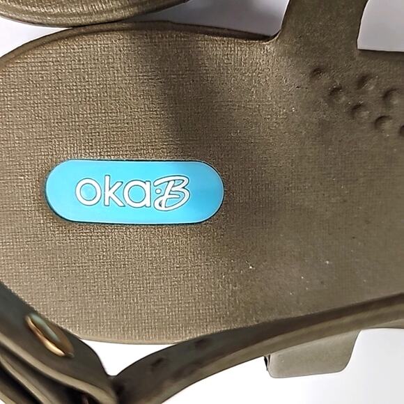 okaB Womens Fiesta Flat Sandals Brown Green Rose Gold Accents Adj Straps Size 8 - Picture 9 of 11